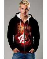 Black Avengers Heroic Team Graphic Zip‑Up Hoodie
