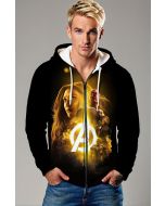 Black Avengers Golden Glow Zip‑Up Hoodie