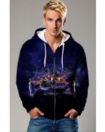 Dark Blue Avengers Universe Zip‑Up Hoodie