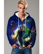 Dark Blue Thanos Infinity Gauntlet Zip‑Up Hoodie