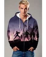 Dark Purple Avengers Silhouette Zip‑Up Hoodie