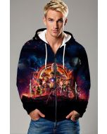 Deep Blue Avengers Battle Zip‑Up Hoodie