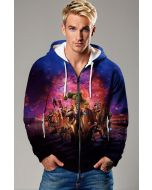 Dark Blue Avengers Galaxy Battle Zip‑Up Hoodie