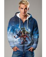 Blue Avengers Team Action Zip‑Up Hoodie