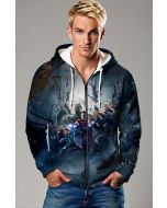  Blue Avengers Team Battle Zip‑Up Hoodie