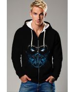 Blue Mask Tech Graphic Apparel – Black Zip‑Up Hoodie