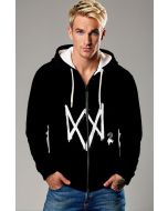 Watch Dogs Style Graphic Apparel – Black Zip‑Up Hoodie