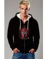 Masked Merc Graphic Apparel – Bold Red & Black Zip‑Up Hoodie