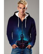  Neo Spider Hero Graphic Apparel – Midnight Blue Zip‑Up Hoodie