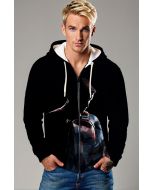 Black Abstract Hero Art Zip‑Up Hoodie – Modern & Versatile