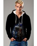Black Futuristic Knight Zip‑Up Hoodie – Versatile Hero Style