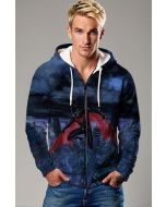 Dark Blue Future Knight Zip‑Up Hoodie – Urban Sci‑Fi Edge