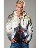 Light Gray Dark Superman Zip‑Up Hoodie – Bold and Versatile