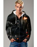 Black Batman Explosive Scene Zip‑Up Hoodie – Versatile Gotham Actionwear
