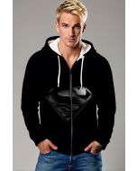  Black Superman S Logo Zip‑Up Hoodie – Versatile Hero Gear
