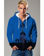 Blue Hero Silhouette & Stormbreaker Zip‑Up Hoodie – Dynamic Hero Gear