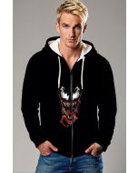 Venom Split Smile Zip‑Up Hoodie – Black Heroic Edge