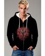 Black Zip‑Up Hoodie with Red Spider Emblem – Heroic Urban Style