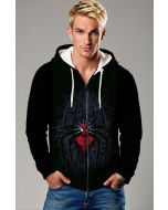 Black Zip‑Up Hoodie with Red Spider‑Web Design – Urban Hero Vibe