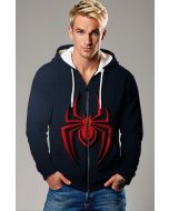 Black Zip‑Up Hoodie with Red Spider Design