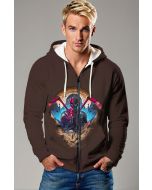 Brown Spider‑Verse Dual Hero Zip‑Up Hoodie