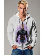 Light Gray Captain-Inspired Zip‑Up Hoodie