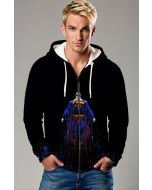 Black Superman Rising Art Zip‑Up Hoodie