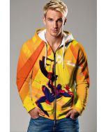Orange Spider Graphic Zip‑Up Hoodie