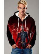 Black and Red Black Widow Zip‑Up Hoodie