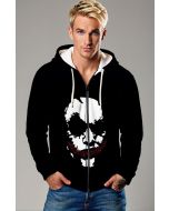 Black Joker Face Zip‑Up Hoodie