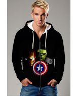 Black Avengers Elements Zip‑Up Hoodie