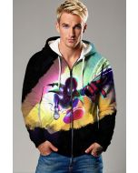 Black Spider‑Man Color Splash Zip‑Up Hoodie