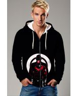 Black Minimalist Hero Target Zip-Up Hoodie – Precision Style