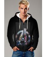 Black Hero Crest Zip-Up Hoodie – Avengers Team “A” Edition