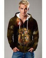 Dark Gold Zip Hoodie – Infinity Power Core Design