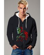 Shadow Black Hulk Zip-Up Hoodie – Red-Green Classic Comic Fade