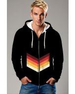 Black Vintage Chevron Zip Hoodie – Sunset Color V-Stripe