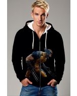 Gold & Black Zip Hoodie – Warrior Claw Attack Graphic