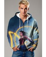 Blue-Gold Zip Hoodie – Heroine with Lasso of Light