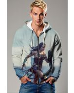 Light Blue-Grey Zip Hoodie – Dynamic Goddess on the Move