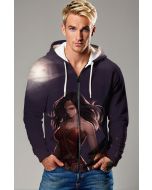 Dark Purple Zip Hoodie – Soft Heroine Glow Illustration