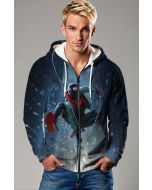 Dark Blue Zip Hoodie – Miles Morales Aerial Leap Graphic