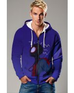 Purple Blue Zip Hoodie – Stylized Miles Morales Headshot