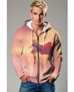 Peach Gradient Zip Hoodie – Artistic Supergirl with Cape