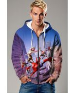 Blue-Purple Spider-Verse Zip Hoodie – City Swing Hero Group Graphic