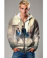 Cream & Fog Gray Zip Hoodie – Fantastic Beasts City Scene