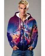 Thunder Realm Zip Hoodie – Galactic Maroon Hero Edition