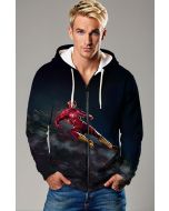 Scarlet Momentum Zip Hoodie – Deep Blue Heroic Speed Full-Zip Jacket