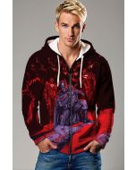 Red Horizon Zip Hoodie – Dark Hero vs. Crimson Army Full-Zip Jacket
