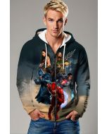 League Rise Zip Hoodie – Steel & Gold Gradient Full-Zip Jacket